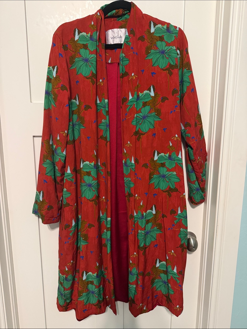 Wu’Side Red Floral Fully Lined Kimono